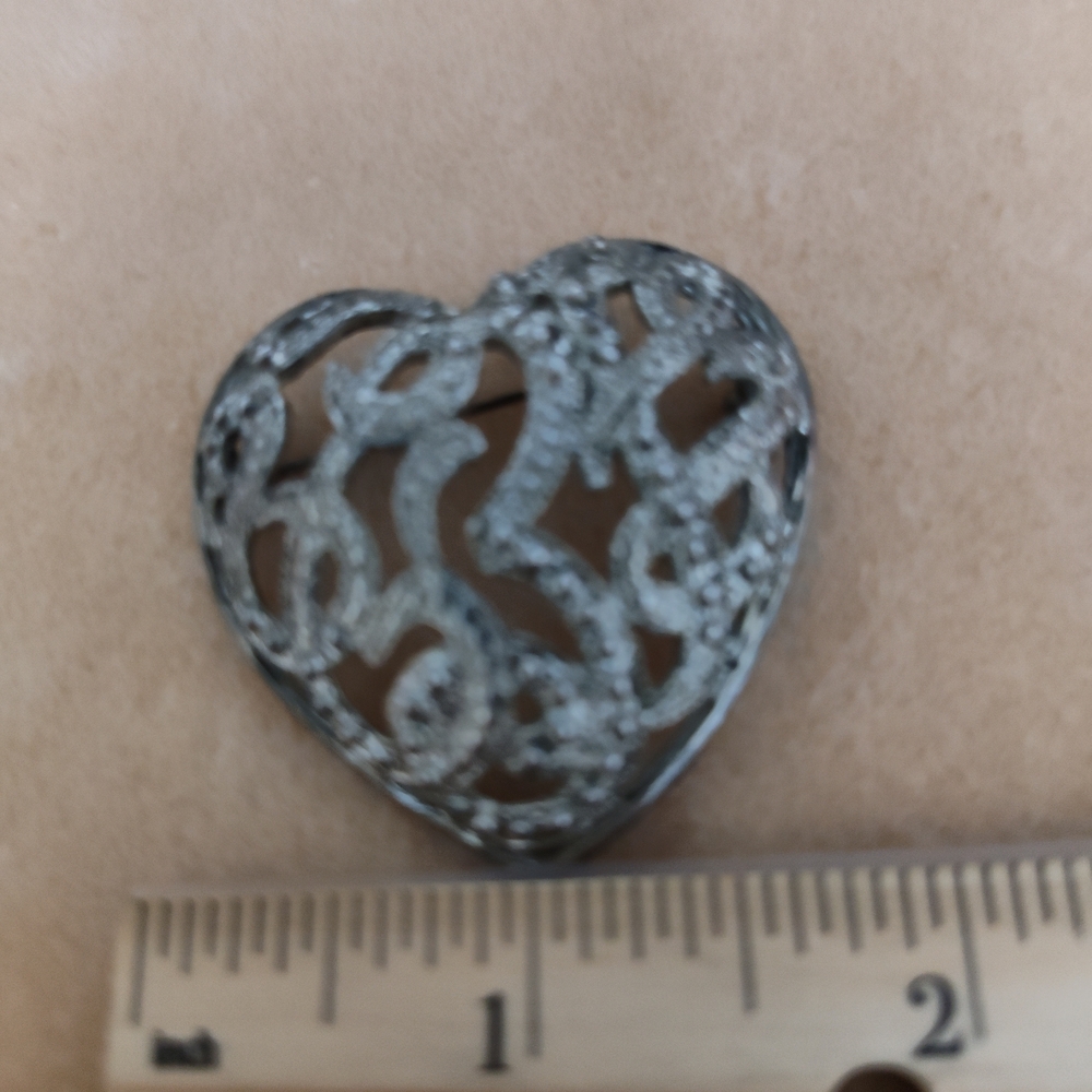 Silver Heart-Shaped Filigree Pendant
